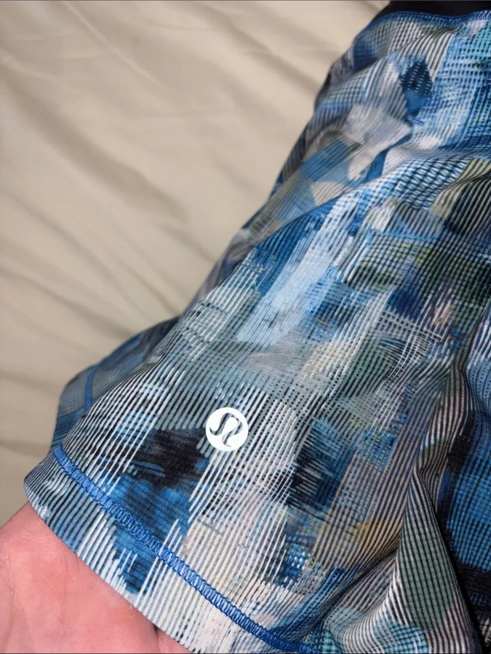 Lululemon Blue Printed Athletic Skirt with Black Waistband